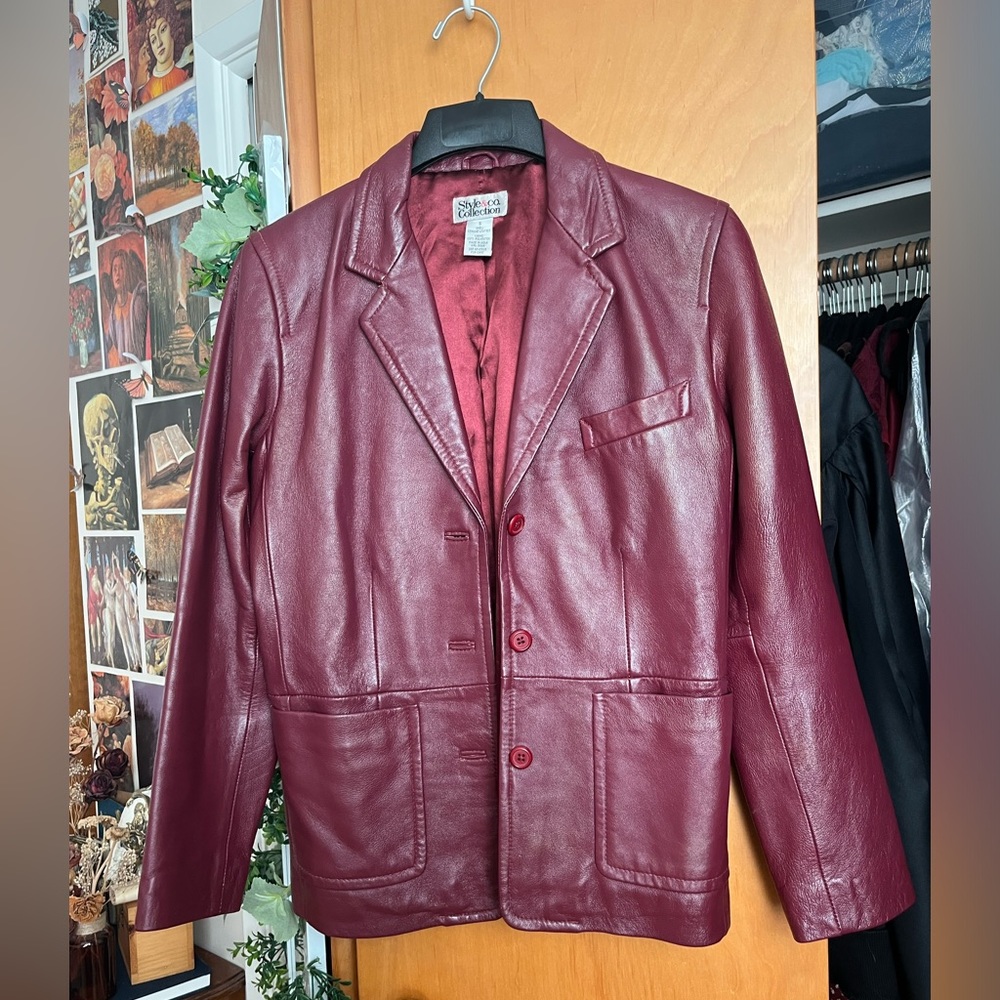 Vintage maroon leather jacket